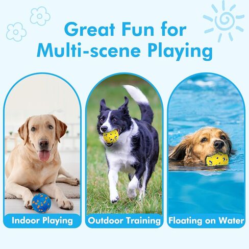 Vannon 4 Pack Dog Balls Interactive Dog Tennis Balls Indestructible Dog Teething Chew Toys for Aggressive Chewers Dog Toy Fetch Balls for Small Medium Dog E-TPU Material Lightweight Bouncy Floating in Kuwait