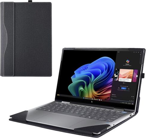 حالة تغطية الكمبيوتر المحمول لـ HP EliteBook Ultra 14 بوصة G1Q [غير متوافق مع أي طراز آخر] 2-في 1 PU Leather Detachable Detachable Computer Bag (Black) in Kuwait