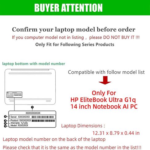 Laptop Cover Case for HP EliteBook Ultra 14 inch G1q [not Compatible with Any Other Model] 2-in-1 PU Leather Detachable Notebook Sleeve Computer Bag Protective (Black) in Saudi Arabia