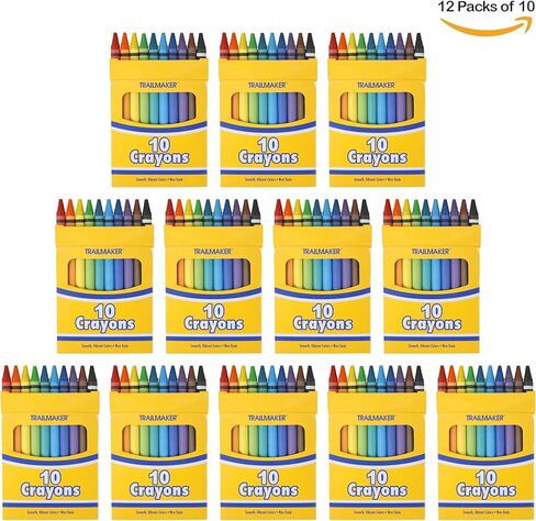 Trail Maker 100 Pack Crayons Bulk for Kids ، Classroom - Wholesale Wholk Wax Coloring Crayons Party Party Party Party Bulk ، 10 لكل مجموعة فن الصندوق in Saudi Arabia