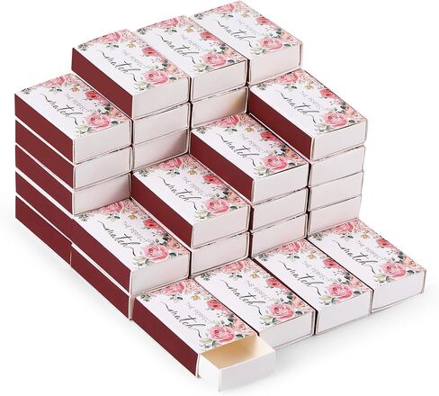 100 Pcs Floral Blank Match Box Container 2.24 x 1.42 x 0.59 Inches Match Storage Boxes Flower Vintage Tea Party Baby Shower Bridal Shower Party Favors for Wedding Guests Decorative (No Matches)(100) in Kuwait