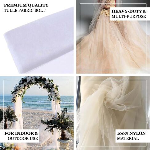 efavormart 108 "× 50 ياردة زفاف ناعمة كبيرة إضافية لزخارف الحفلات الحدث حدث الخياطة DIY Crafts Fabrics - White in Kuwait
