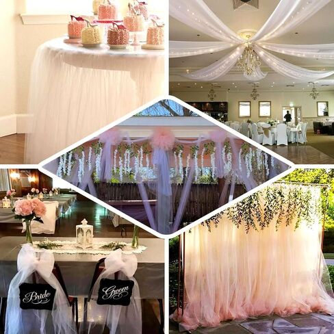 efavormart 108 "× 50 ياردة زفاف ناعمة كبيرة إضافية لزخارف الحفلات الحدث حدث الخياطة DIY Crafts Fabrics - White in Kuwait