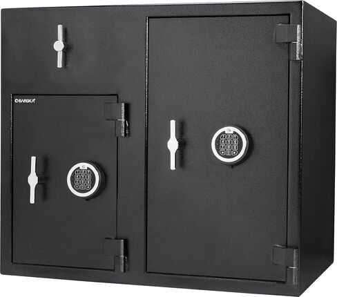 BARSKA Large Digital Depository Safe with Drop Slot – Solid Steel, Dual Keypad Access, 5 Deadbolts, Backup Keys – for Cash Handling in Retail, Office, and Business Use in Saudi Arabia
