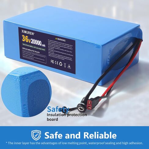 36V Battery 20Ah Ebike Battery 36V Lithium Battery 20Ah Electric with 2A Charger, T-Plug to XT60 Connector and 40A BMS for 250-1000W Electric Bicycles Motor and Scooter in Saudi Arabia