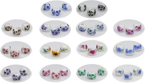 8mm 210 Porcelain Beads - Bracelets, Necklace, Decoration - Flowers Glaze Pattern in Kuwait