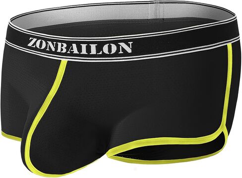 Men's Boxer Briefs With Ball Pouch Bulge Enhancing Mesh and Breathable Underwear 3Pack Black/Light Grey/Blue-L in Saudi Arabia