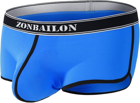 Men's Boxer Briefs With Ball Pouch Bulge Enhancing Mesh and Breathable Underwear 3Pack Black/Light Grey/Blue-L in Saudi Arabia