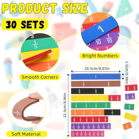 30 Sets Fraction Tiles Set for Math Classroom Fractions Manipulatives Math Learning Manipulatives for Home School Supplies in Saudi Arabia