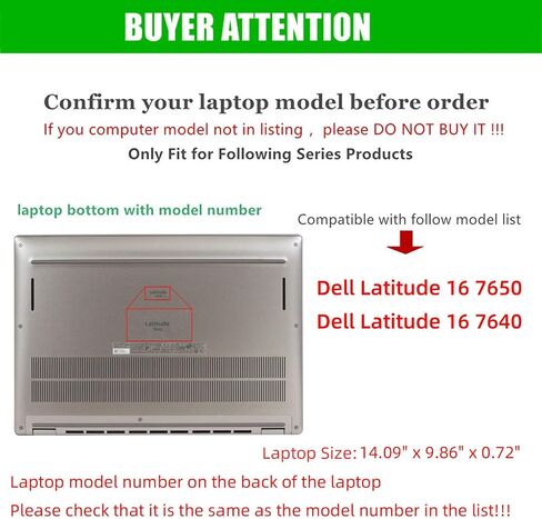 Laptop Cover Case for Dell Latitude 16 7650/7640 Notebook PC (NOT Working with Other Dell Models). 2-in-1 PU Leather Detachable Notebook Sleeve (Patchwork Gray) in Saudi Arabia