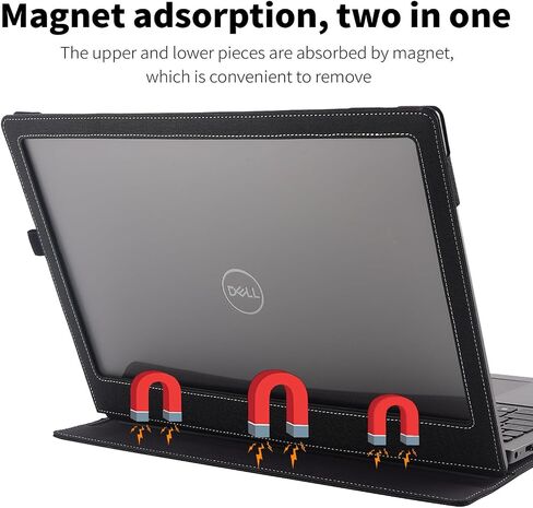 حالة غلاف الكمبيوتر المحمول لـ Dell Latitude 16 7650/7640 كمبيوتر محمول (لا يعمل مع نماذج Dell الأخرى). 2-in-1 PU الجلود القابلة للفصل كمبيوتر محمول (خليط رمادي) in Kuwait