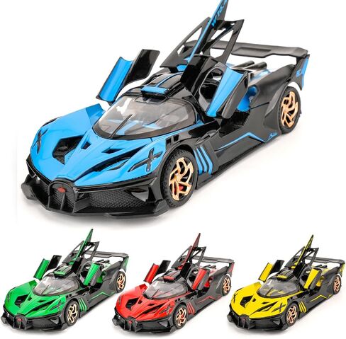 BDTCTK 1/32 BUGATTI BOGATTI BOLIDE SPORTS MODEL CAR ، سبيكة الزنك ، تسحب سيارة مع صوت وضوء للأطفال هدية بوي بوي (الأزرق) in Kuwait