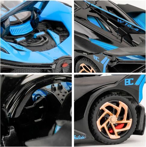 BDTCTK 1/32 BUGATTI BOGATTI BOLIDE SPORTS MODEL CAR ، سبيكة الزنك ، تسحب سيارة مع صوت وضوء للأطفال هدية بوي بوي (الأزرق) in Kuwait