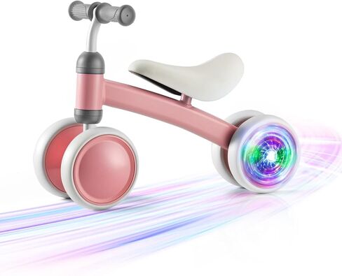 Colorful Lighting Baby Balance Bike, 1st Birthday Girl Gifts with 4 Silent Wheels & Soft Seat, Balance Bike 1 Year Old No Pedal, 12-24 Months Toddler Ride-on Toys, Baby Walker for Girls Boys, Pink in Saudi Arabia