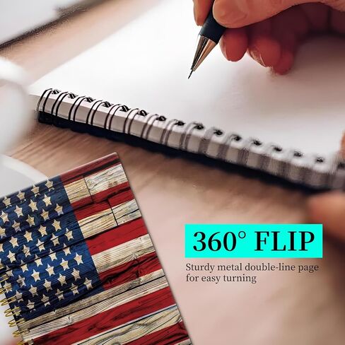 Spiral Notebook Journal for Women Men, A5 Hardcover Journal, 120 Pages Thick Paper, College Ruled Writing Notebook for School, Work & Office 8.3'' × 5.9''(Vintage Wood American Flag) in Kuwait