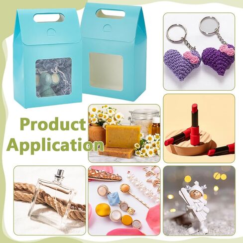 PH Pandahall 24pcs صندوق هدايا زرقاء مع مقبض جيد الصناديق الصناديق الجملون صناديق هدايا الحزب لصالح مربع الحلوى مع نافذة لعيد عيد ميلاد التعبئة والتغليف 3.8x2.3x5.9 بوصة in Saudi Arabia