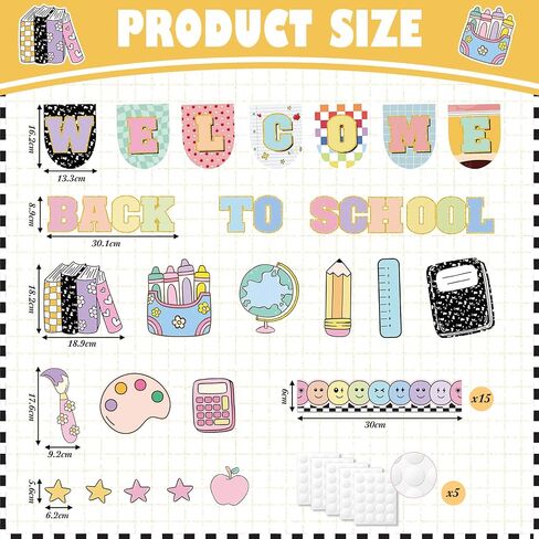 Welcome Back to School Bulletin Board Set First Day of School Classroom Decorations Welcome Banner Cutouts Bulletin Board Border Set for Classroom Chalkboard Wall Decor(Composition Notebook) in Saudi Arabia