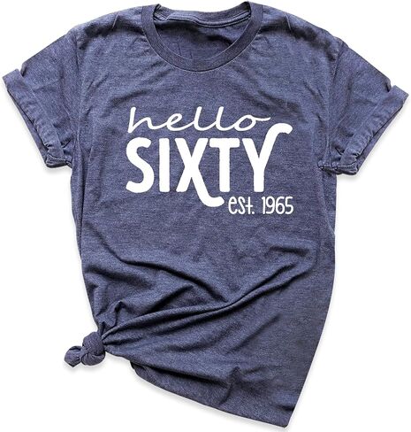 Hello Sixty Shirt, Vintage 1964 Shirt, Women 60th Birthday T-Shirt, Birthday Graphic Tee, Funny Birthday Party Apparel, Birthday Outfit, 60th Birthday Gift T-Shirt (Unisex L, Heather Mauve) in Saudi Arabia
