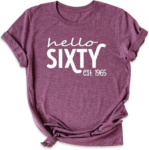 Hello Sixty Shirt, Vintage 1964 Shirt, Women 60th Birthday T-Shirt, Birthday Graphic Tee, Funny Birthday Party Apparel, Birthday Outfit, 60th Birthday Gift T-Shirt (Unisex L, Heather Mauve) in Saudi Arabia