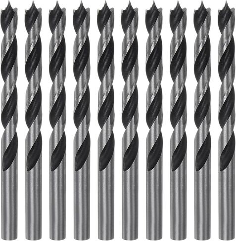 5pcs Brad Point Drill Bits 6mm (1/4") Dia Straight Round Shank Metric Brad Point Spiral Twist Drill Bits for Softwood Hardwood Plywood Plastic Rubber, Silver Tone in Saudi Arabia