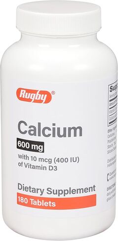 Rugby Calcium 600 mg with Vitamin D3, 180 Tablets (Pack of 1) in Kuwait