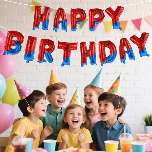 لافتة عيد ميلاد العنكبوت ، العنكبوت الأحمر والأزرق على شبكة الإنترنت ، رسالة عيد ميلاد سعيد لافتة بالون للأولاد in Kuwait