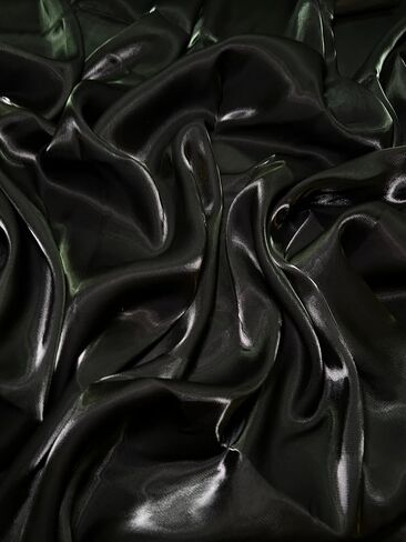 Wet Liquid Shimmery Chiffon Fabric - 100% Polyester - Dreamy Drapery Fabric - Perfect Chiffon Cloth for Formalwear, Overlays & Dance Costumes – Lightweight – 58 Inches Width – 1 Yard (Black) in Saudi Arabia