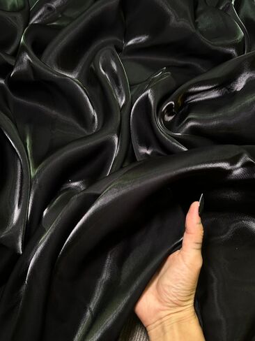Wet Liquid Shimmery Chiffon Fabric - 100% Polyester - Dreamy Drapery Fabric - Perfect Chiffon Cloth for Formalwear, Overlays & Dance Costumes – Lightweight – 58 Inches Width – 1 Yard (Black) in Saudi Arabia