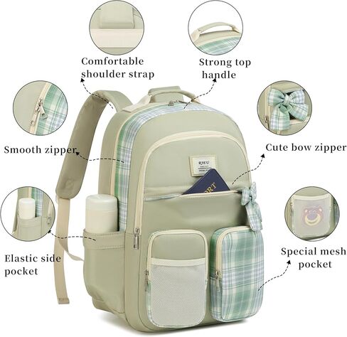حقيبة الظهر للمدرسة لفتاة في سن المراهقة ، حقيبة كتب على ظهرها الجمالي مع مقصورة الكمبيوتر المحمول لطلاب المدارس المتوسطة ، موشيلا بارا نيناس ، بيج in Kuwait