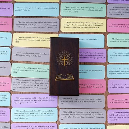 Bible Verse Jar, Read Me When Bible Verses Hope Jar for Emotions and Feelings, 90 KJV-Bible Cards with Wooden Scripture Prayer Box, Bible Study Church Christian Gifts for Women Men in Saudi Arabia