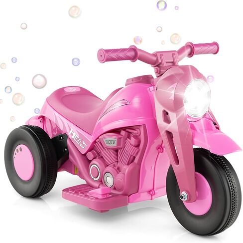 Honey Joy Pink Ride على دراجة نارية ، دراجة نارية صغار 6 فولت مع صانع الفقاعة ، ضوء LED ، الموسيقى ، دواسة القدم ، دراجة نارية كهربائية تعمل بالبطارية للأمام/الخلف ، من أجل الأطفال ، هدية للبنات الأولاد in Kuwait