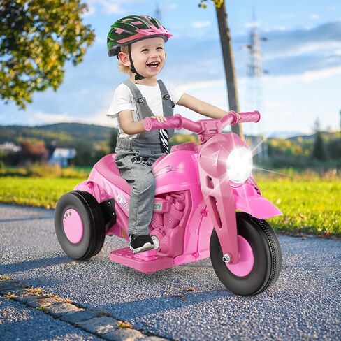 Honey Joy Pink Ride على دراجة نارية ، دراجة نارية صغار 6 فولت مع صانع الفقاعة ، ضوء LED ، الموسيقى ، دواسة القدم ، دراجة نارية كهربائية تعمل بالبطارية للأمام/الخلف ، من أجل الأطفال ، هدية للبنات الأولاد in Kuwait