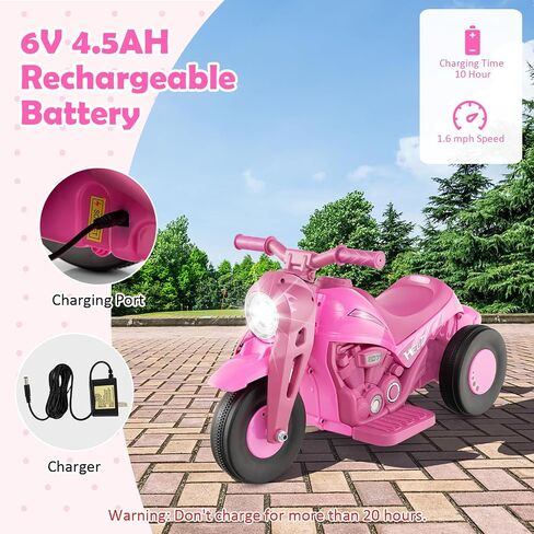 Honey Joy Pink Ride على دراجة نارية ، دراجة نارية صغار 6 فولت مع صانع الفقاعة ، ضوء LED ، الموسيقى ، دواسة القدم ، دراجة نارية كهربائية تعمل بالبطارية للأمام/الخلف ، من أجل الأطفال ، هدية للبنات الأولاد in Kuwait