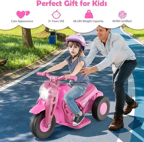 Honey Joy Pink Ride على دراجة نارية ، دراجة نارية صغار 6 فولت مع صانع الفقاعة ، ضوء LED ، الموسيقى ، دواسة القدم ، دراجة نارية كهربائية تعمل بالبطارية للأمام/الخلف ، من أجل الأطفال ، هدية للبنات الأولاد in Kuwait