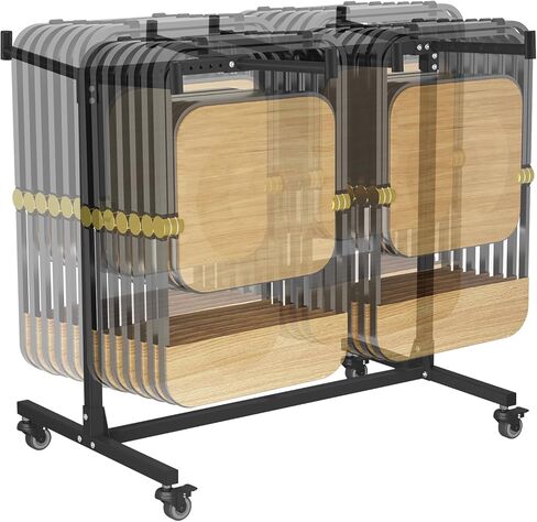 Folding Chair Rack, Folding Chair Storage for 25 Chairs, 380 lbs W Eight Capacity, Heavy Duty Metal Chair Rack, Black Chair Dolly with Lockable Wheels in Kuwait