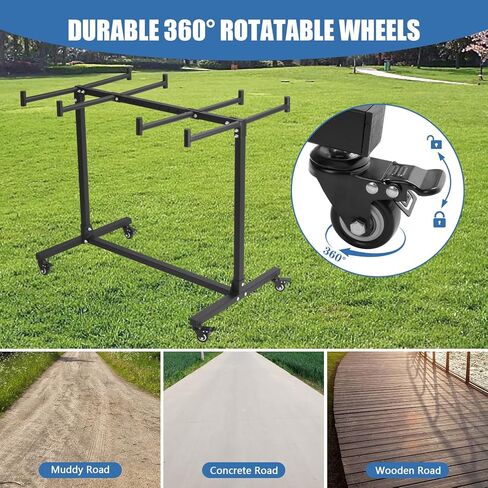 Folding Chair Rack, Folding Chair Storage for 25 Chairs, 380 lbs W Eight Capacity, Heavy Duty Metal Chair Rack, Black Chair Dolly with Lockable Wheels in Kuwait