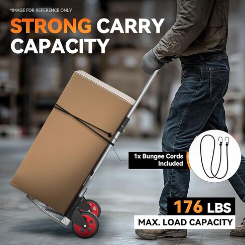 Auto Dynasty Folding Hand Truck, 220LBS Capacity Steel Dolly Cart with Wheels, Collapsible Luggage Cart Portable Trolley with Telescoping Handle for Moving Travel Airport Office Use, Black in Kuwait