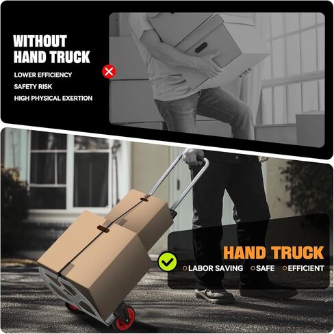 Auto Dynasty Folding Hand Truck, 220LBS Capacity Steel Dolly Cart with Wheels, Collapsible Luggage Cart Portable Trolley with Telescoping Handle for Moving Travel Airport Office Use, Black in Kuwait