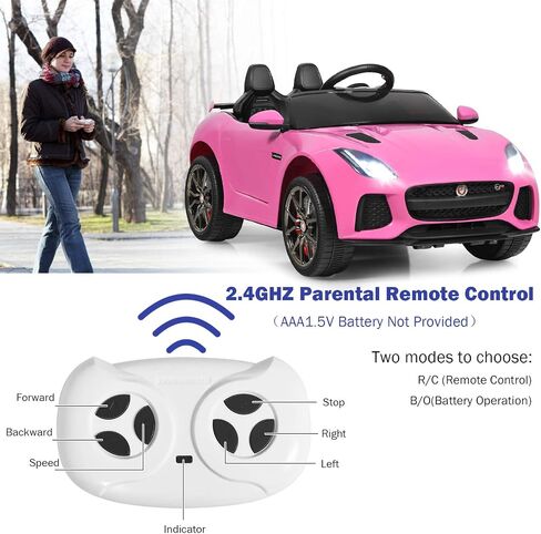 HONEY JOY Pink Ride On Car, Jaguar F-Type, 12V Battery Powered Motorized Vehicle w/Remote Control, Spring Suspension, Double Doors, Lights, 4 Wheel Electric Vehicle for Kids, Gift for Boys Girls(Pink) in Saudi Arabia