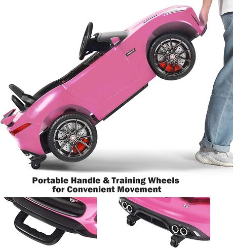 HONEY JOY Pink Ride On Car, Jaguar F-Type, 12V Battery Powered Motorized Vehicle w/Remote Control, Spring Suspension, Double Doors, Lights, 4 Wheel Electric Vehicle for Kids, Gift for Boys Girls(Pink) in Saudi Arabia