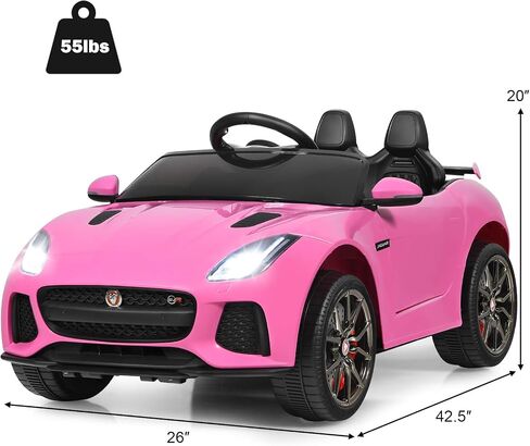 HONEY JOY Pink Ride On Car, Jaguar F-Type, 12V Battery Powered Motorized Vehicle w/Remote Control, Spring Suspension, Double Doors, Lights, 4 Wheel Electric Vehicle for Kids, Gift for Boys Girls(Pink) in Saudi Arabia