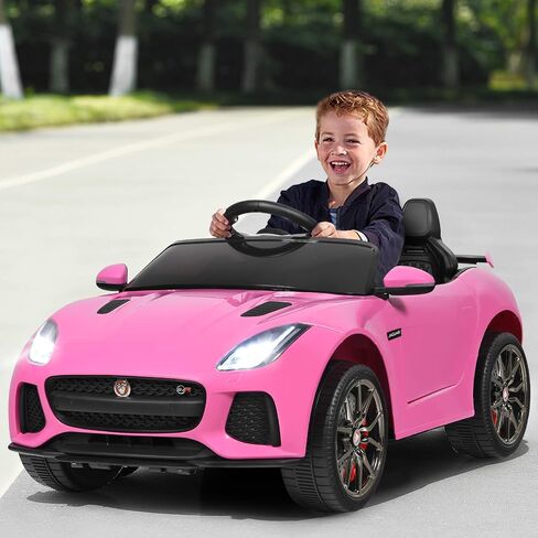 HONEY JOY Pink Ride On Car, Jaguar F-Type, 12V Battery Powered Motorized Vehicle w/Remote Control, Spring Suspension, Double Doors, Lights, 4 Wheel Electric Vehicle for Kids, Gift for Boys Girls(Pink) in Saudi Arabia