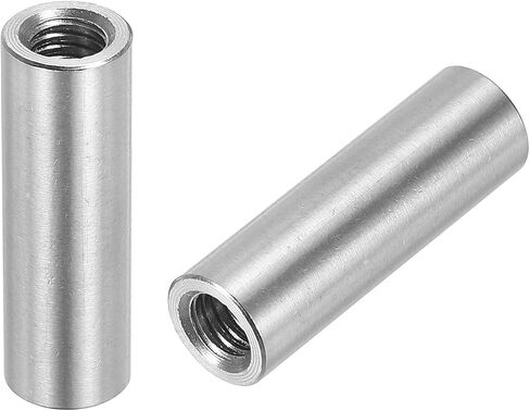 uxcell 10Pcs M5 Round Connector Nuts, 304 Stainless Steel Coupling Nut 25mm/1" Length Sleeve Rod Bar Stud Nut for Bracket, M5x25x10mm in Saudi Arabia