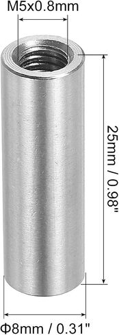 uxcell 10Pcs M5 Round Connector Nuts, 304 Stainless Steel Coupling Nut 25mm/1" Length Sleeve Rod Bar Stud Nut for Bracket, M5x25x10mm in Saudi Arabia