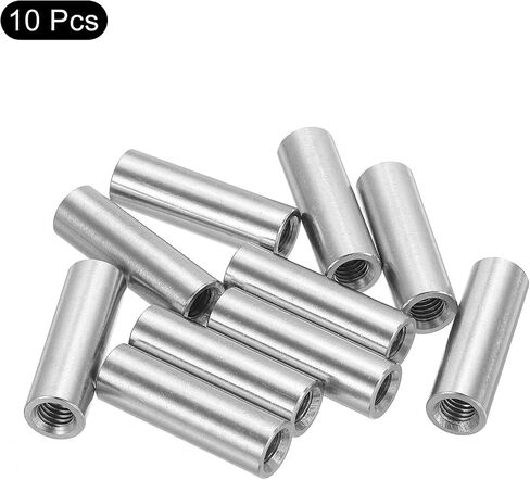 uxcell 10Pcs M5 Round Connector Nuts, 304 Stainless Steel Coupling Nut 25mm/1" Length Sleeve Rod Bar Stud Nut for Bracket, M5x25x10mm in Saudi Arabia