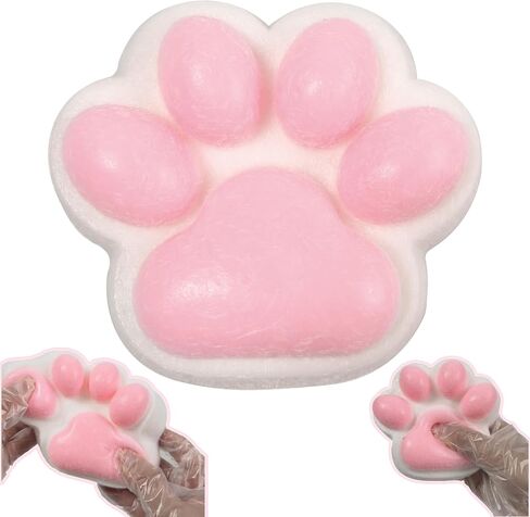 Large Cat Paw Squishy Squeeze Toys 5-inch Strawberry Pink Cute Fufu Squishy Sensory Stress Relief Fidget Toys for Party Favors Sensory Anxiety Toys for Adults (Strawberry) in Saudi Arabia