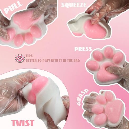 Large Cat Paw Squishy Squeeze Toys 5-inch Strawberry Pink Cute Fufu Squishy Sensory Stress Relief Fidget Toys for Party Favors Sensory Anxiety Toys for Adults (Strawberry) in Saudi Arabia