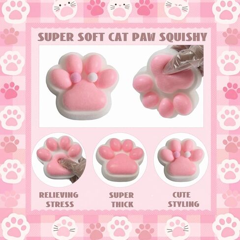 Large Cat Paw Squishy Squeeze Toys 5-inch Strawberry Pink Cute Fufu Squishy Sensory Stress Relief Fidget Toys for Party Favors Sensory Anxiety Toys for Adults (Strawberry) in Saudi Arabia