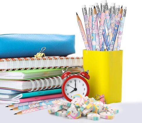 Unicorn Party Favors Unicorns Pencils and Erasers 72Pcs Cartoon Wooden Pencils Erasers and for Birthday Party Favors Reward School Supplies Parties Bag Fillers (Unicorn) in Kuwait