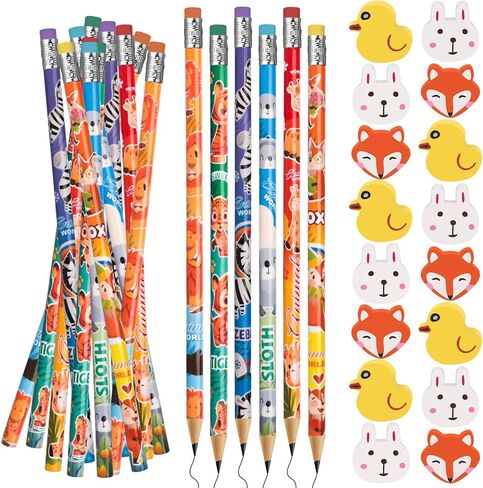 Unicorn Party Favors Unicorns Pencils and Erasers 72Pcs Cartoon Wooden Pencils Erasers and for Birthday Party Favors Reward School Supplies Parties Bag Fillers (Unicorn) in Kuwait